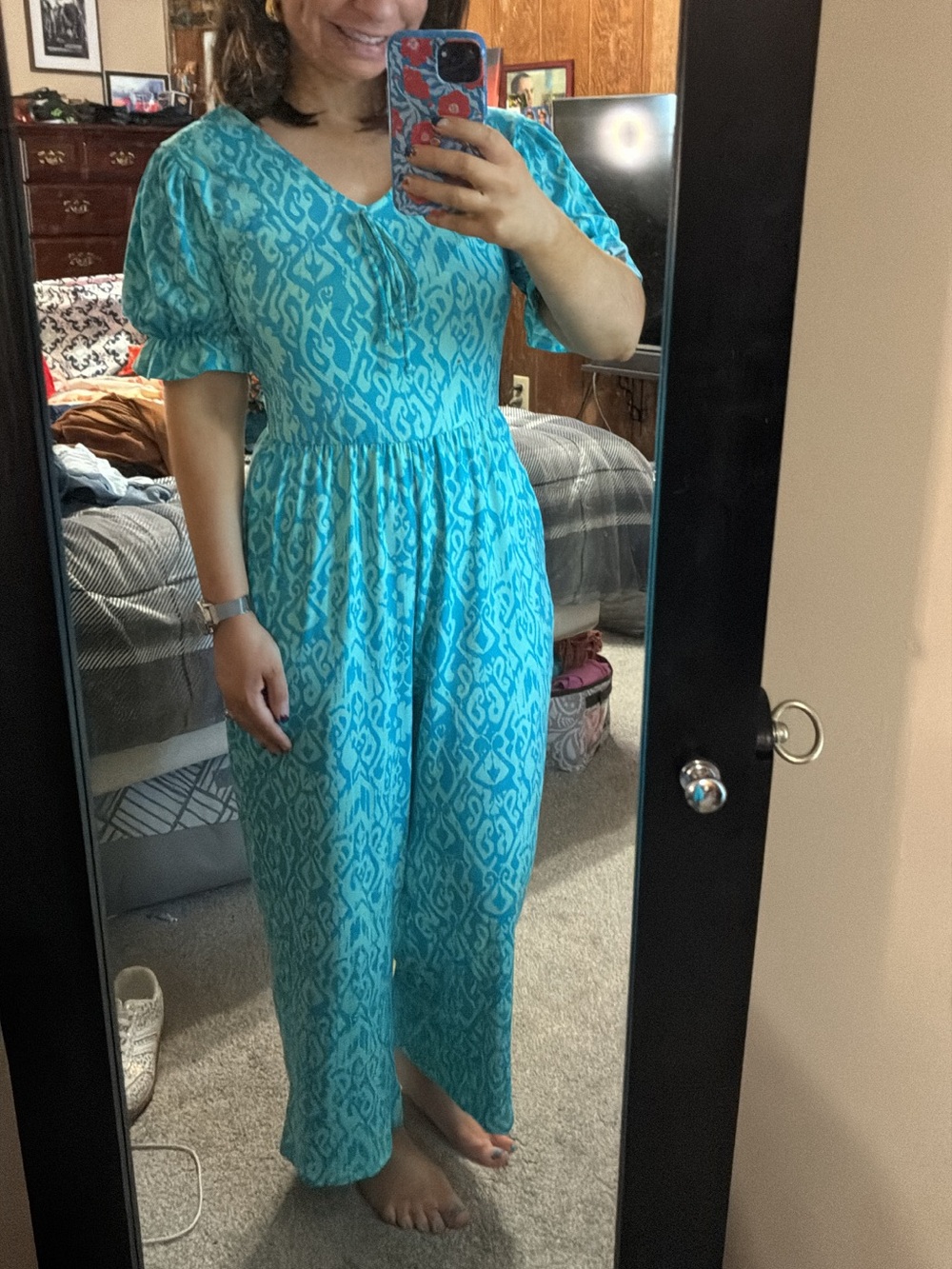Haptics blue printed jumpsuit